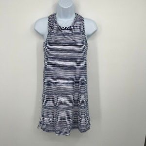 Garnet Hill Kids Swim Dress Girl XL Blue White Stripes Racerback In/Out of Water